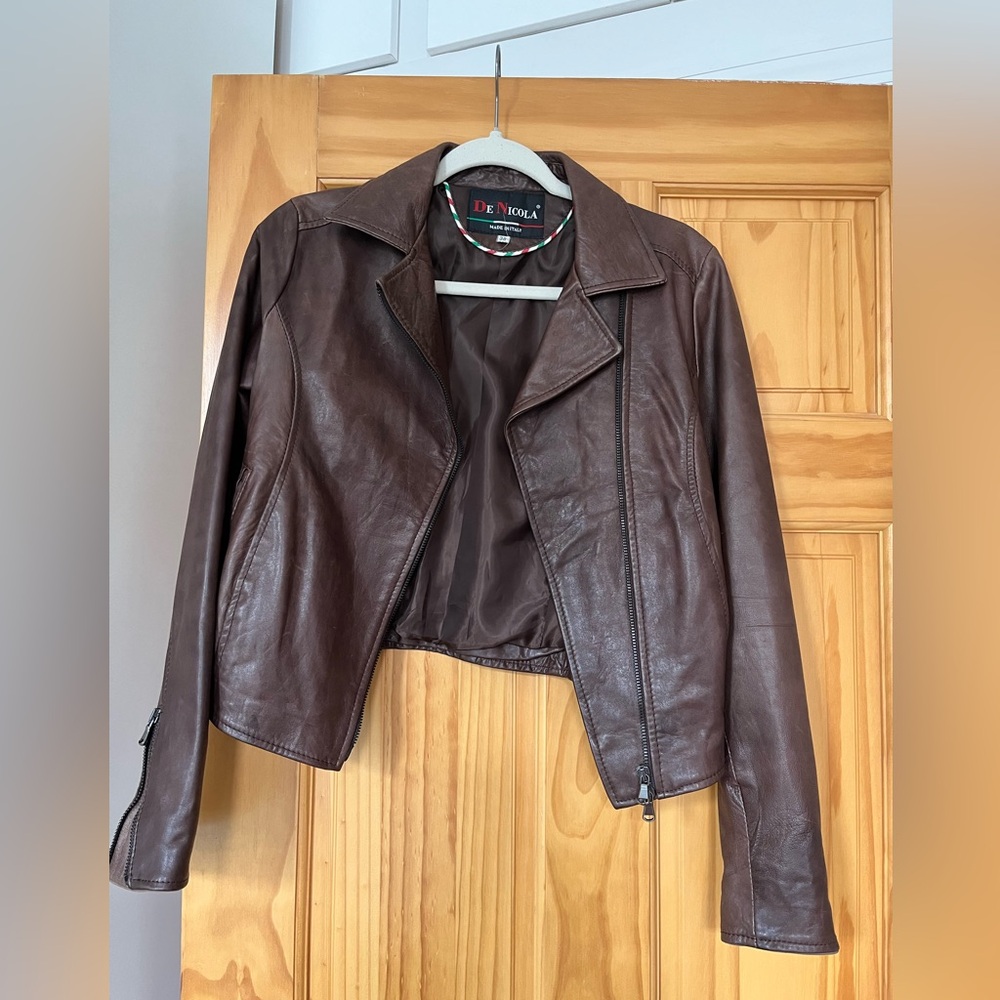 Brown leather jacket made in Italy